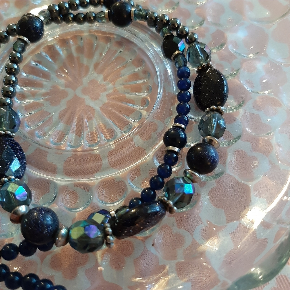 Handmade goldstone and hematite necklace